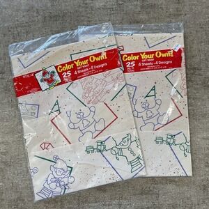 Vintage Cleo Christmas Color Your Own Wrapping Paper Holiday Gift Wrap‎ NEW